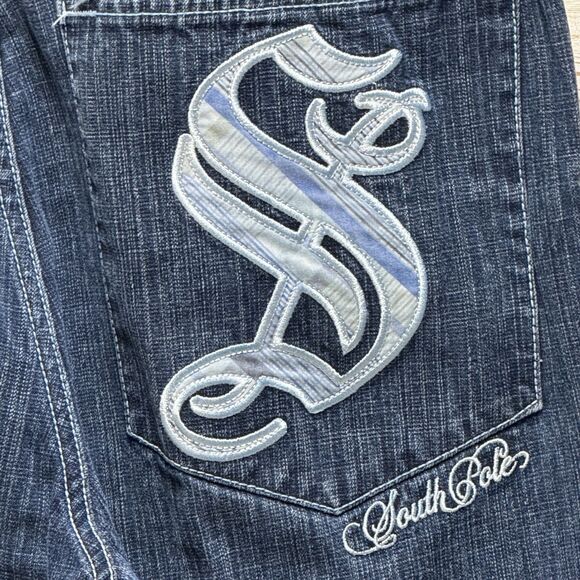 Southpole Jeans 38 (36") Blue Vintage Wide Leg Baggy Plaid Pockets Y2K Skater - Picture 8 of 15